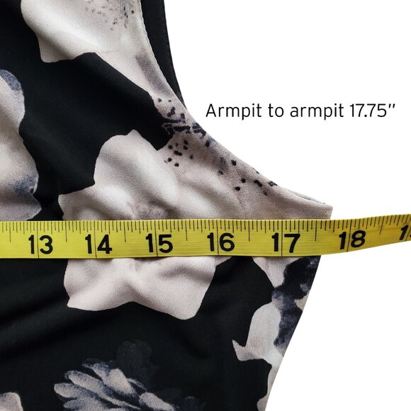 Calvin Klein Dark Floral Pleated Top Sleeveless Blouse Great for Under Suit - Picture 8 of 11